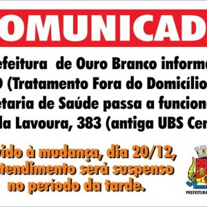 Setor Tratamento Fora do Domicílio,Ouro Branco Ouro Branco